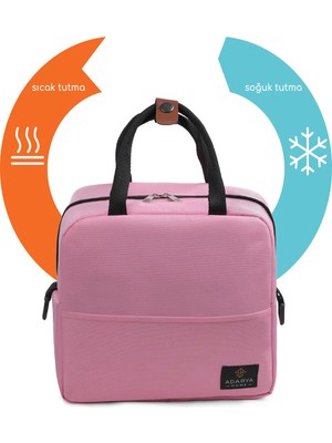 St. Morritz 7 Lt Yemek Taşıma Çantası Sıcak ve Soğuk Termal Termos Kamp Piknik Soğutucu Buzluk Çanta (Pembe)