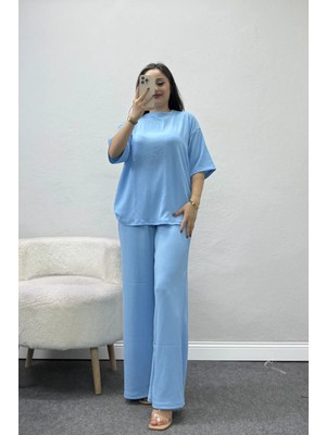 Belendir Kadın Bisiklet Yaka Oversize Bürümcük Takım Bebemavi