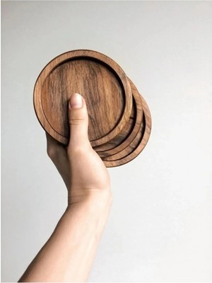 St. Morritz 6'lı Ahşap Fincan ve Bardak Altlığı Kahve Altı Oval