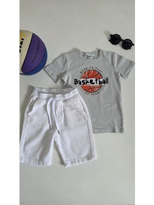 HC Happy Children Gri Basketbol Baskılı Erkek Çocuk Tişört