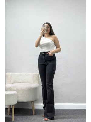 Belendir Kadın Ispanyol Kot Pantolon Füme
