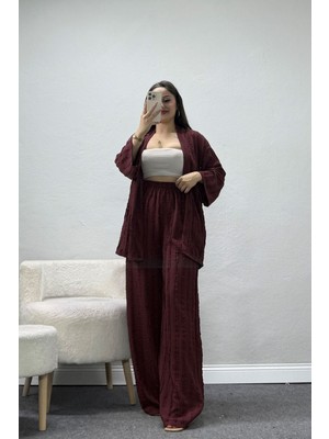 Belendir Kadın Kimono Takım Bordo