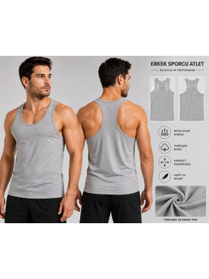 Lumina Sedef Yıldızı Erkek Sporcu Atlet-Gri-M
