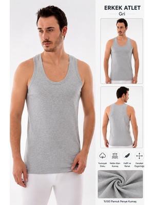Lumina Seher Erkek Penye Atlet-Gri-6/2XL
