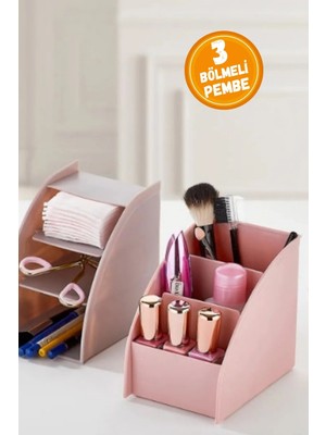 St. Morritz Pembe Çok Amaçlı Tekli Organizer Seti Takı Makyaj Dikiş Kutusu Masaüstü Orgazineri