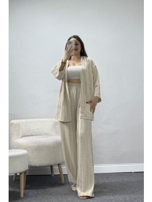 Belendir Kadın Kimono Takım Bej