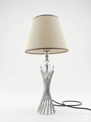 St. Morritz Misbah Burgu Abajur Masa Lambası Kristal Camlı Krom Kaplama (Gümüş Renk) , Lampshade