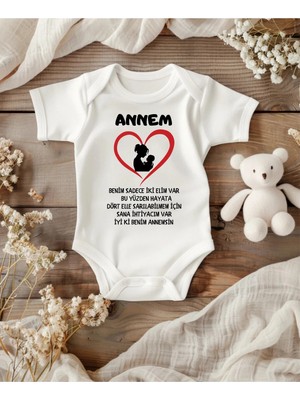 Lupi Anneler Günü Hediye Zıbın Anne Yazılı Bebek Zıbın