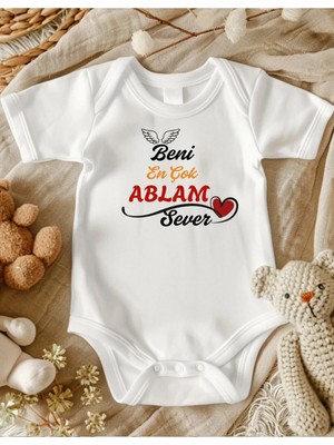 Lupi Beni En Çok Ablam Sever Yazılı Bebek Zıbın
