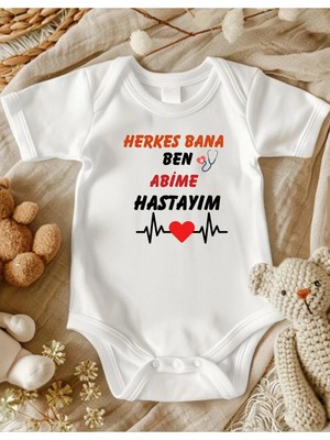Lupi Herkes Bana Ben Abime Hastayım Yazılı Unisex Bebek Zıbın