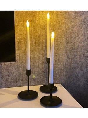 St. Morritz 3'lü Dekoratif LED Hareketli Alev Şamdan Mum 27 cm