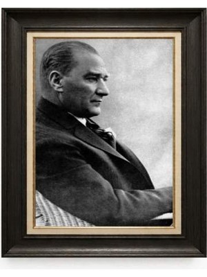 Tablore Siyah Varaklı Paspartulu Çerçeveli Atatürk Tablo A167
