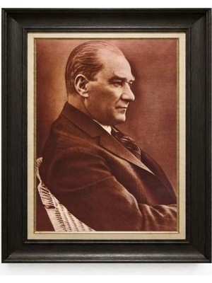 Tablore Siyah Varaklı Paspartulu Çerçeveli Atatürk Tablo A120