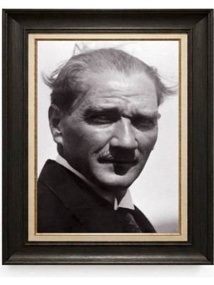 Tablore Siyah Varaklı Paspartulu Çerçeveli Atatürk Tablo A273