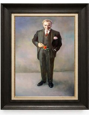 Tablore Siyah Varaklı Paspartulu Çerçeveli Atatürk Tablo A152