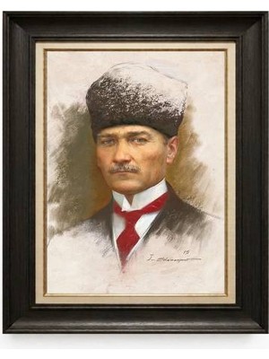 Tablore Siyah Varaklı Paspartulu Çerçeveli Atatürk Tablo A324