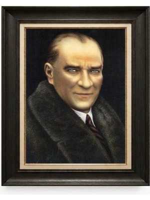 Tablore Siyah Varaklı Paspartulu Çerçeveli Atatürk Tablo A312