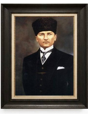 Tablore Siyah Varaklı Paspartulu Çerçeveli Atatürk Tablo A384