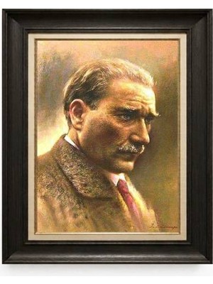 Tablore Siyah Varaklı Paspartulu Çerçeveli Atatürk Tablo A406