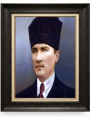 Tablore Siyah Varaklı Paspartulu Çerçeveli Atatürk Tablo A197