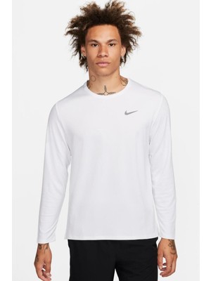 Nike Dri-Fit Uv Miler Top Ls Erkek Uzun Kollu Beyaz Spor Tişört