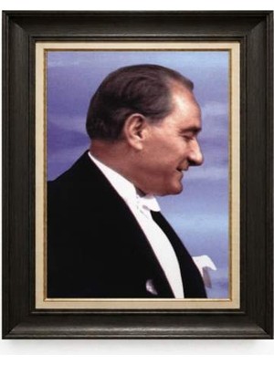 Tablore Siyah Varaklı Paspartulu Çerçeveli Atatürk Tablo A114