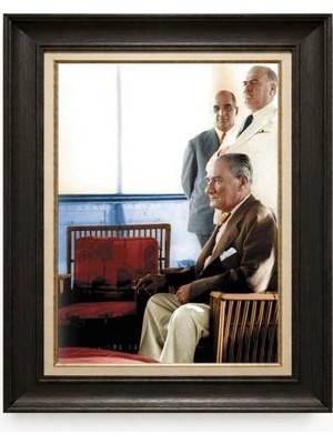Tablore Siyah Varaklı Paspartulu Çerçeveli Atatürk Tablo A243