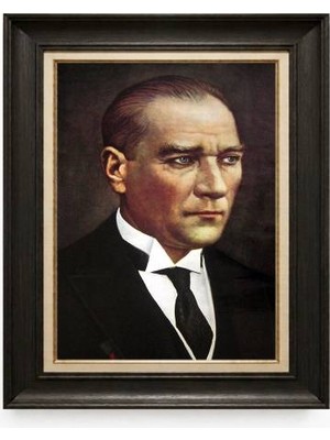 Tablore Siyah Varaklı Paspartulu Çerçeveli Atatürk Tablo A356