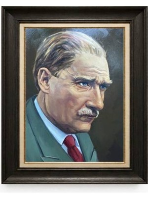 Tablore Siyah Varaklı Paspartulu Çerçeveli Atatürk Tablo A399