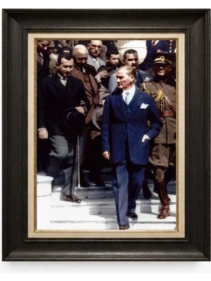 Tablore Siyah Varaklı Paspartulu Çerçeveli Atatürk Tablo A405