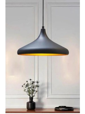 St. Morritz Modern Siyah Içi Gold Oda,mutfak,cafeler Için Tekli Metal Sarkıt Avize ÇAP:35CM