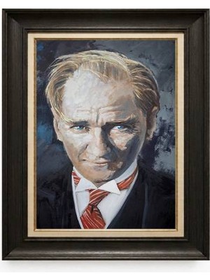 Tablore Siyah Varaklı Paspartulu Çerçeveli Atatürk Tablo A257