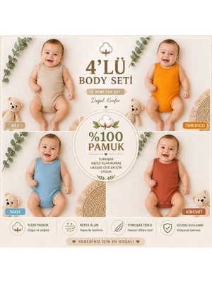 Lupi 4 Adet Renkli Çıtçıtlı Body Zıbın Sıfır Kol
