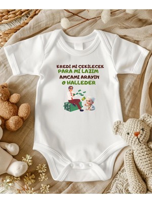 Lupi Amca Yazılı Bebek Body Zıbın %100 Pamuk