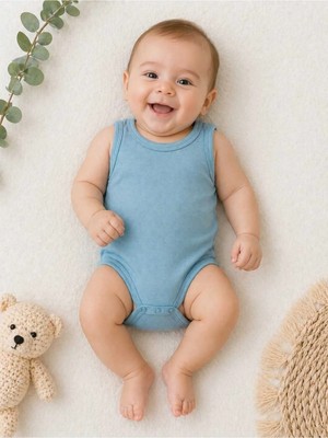 Lupi Sıfır Kol Renkli Bebek Badi Zıbın % Yüz Pamuk