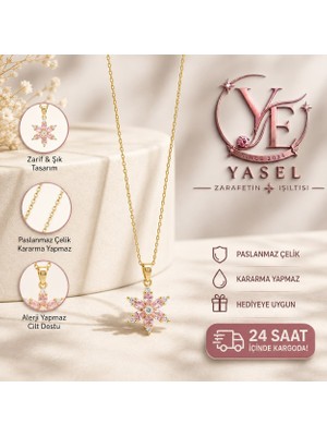 Yasel Takı & Çanta Çelik Pembe Lotus Çiçeği Kolye
