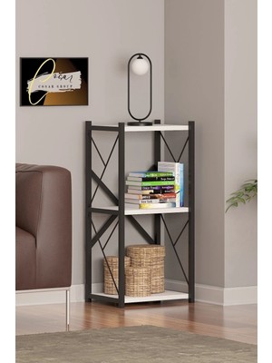 St. Morritz Metal Concept Kitaplık 3 Raflı Çok Amaçlı Dosya Kitap Rafı Ofis Salon Rafı Beyaz
