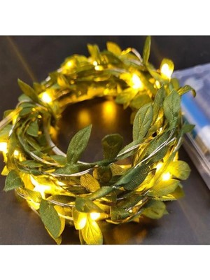 St. Morritz Yapraklı Dekorlu 3 Metre Peri LED Pilli Işık Yılbaşı Aydınlatma-