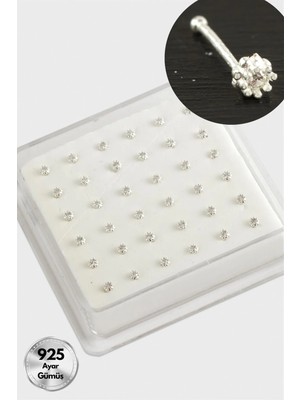 Zero Land Shophnrl 2 mm Zirkon Tek Taşlı Gümüş Hızma 36 Adet Gümüş Rengi