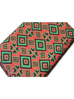 Başaran Algelsineve Makine Dokuması Baklava Desenli 3 Mekik Kırmızı-Yeşil Kalın Kilim