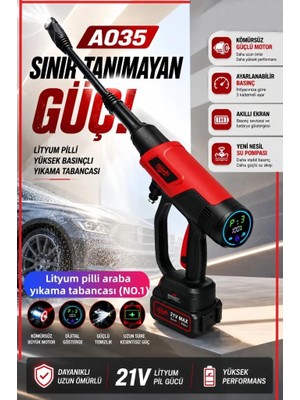 Geseus Profesyonel Kömürsüz Motor Dijital Göstergeli Ayarlanabilir Basınçlı Şarjlı Oto Yıkama Seti - A035
