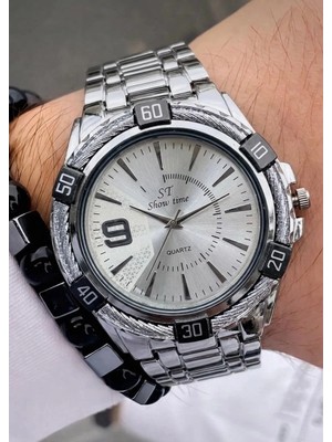 Feronnucci Erkek Kol Saati Siyah Bileklik Hediyeli Metal Kordon Analog Spor Saat FRN22