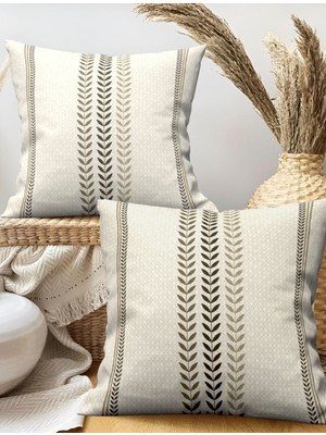 Ardizayn Yön Desen, Kadife Kumaş 2'li Kırlent Kılıfı 43x43 cm- Çift Taraflı Baskı