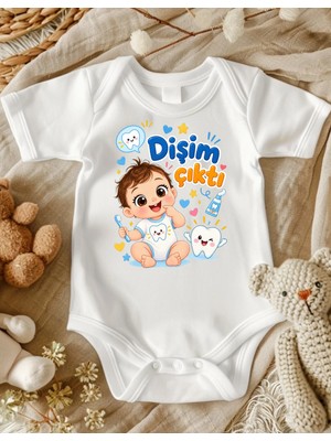 Lupi Dişim Çıktı Yazılı Erkek Bebek Zıbın