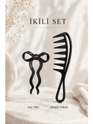 Invictus Design Kadın Siyah Saç Şekillendirici Bukleli Kıvırcık Dalgalı Saçlar Için Geniş Dişli Wax Tarak ve Fiyonk Figürlü Gizli Topuz Tokası Saç Düzenleyici Saç U Pin Firkete Saç Çatalı 2'li Set