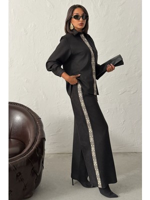 Very Moda Şerit Detaylı Scuba Süet Pantolon | F1972