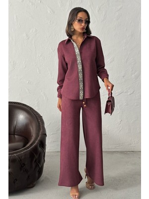 Very Moda Şerit Detaylı Scuba Süet Pantolon | F1972