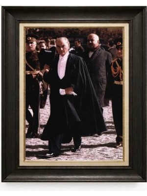 Tablore Siyah Varaklı Paspartulu Çerçeveli Atatürk Tablo A269