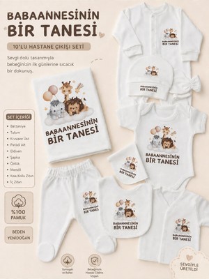 Lupi Babaanne Yazılı 10 Parça Hastane Çıkışı Bebek Zıbın Seti