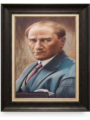 Tablore Siyah Varaklı Paspartulu Çerçeveli Atatürk Tablo A362